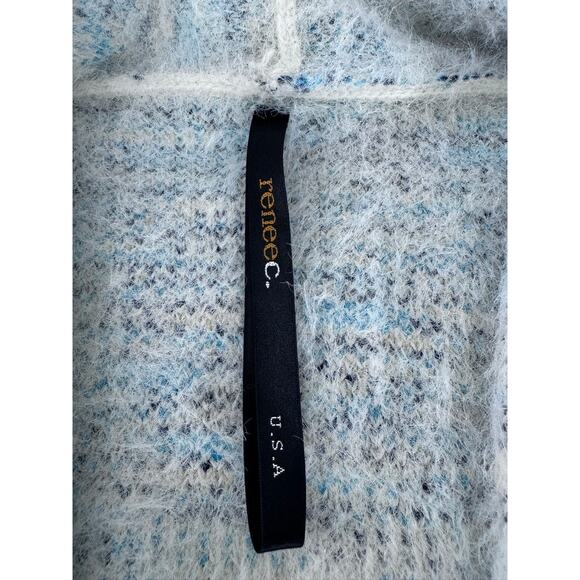 "RENEE C." Sweater Blazer Open Front Long SZ L USA Fuzzy Very Soft Quiet Luxury - Picture 6 of 8